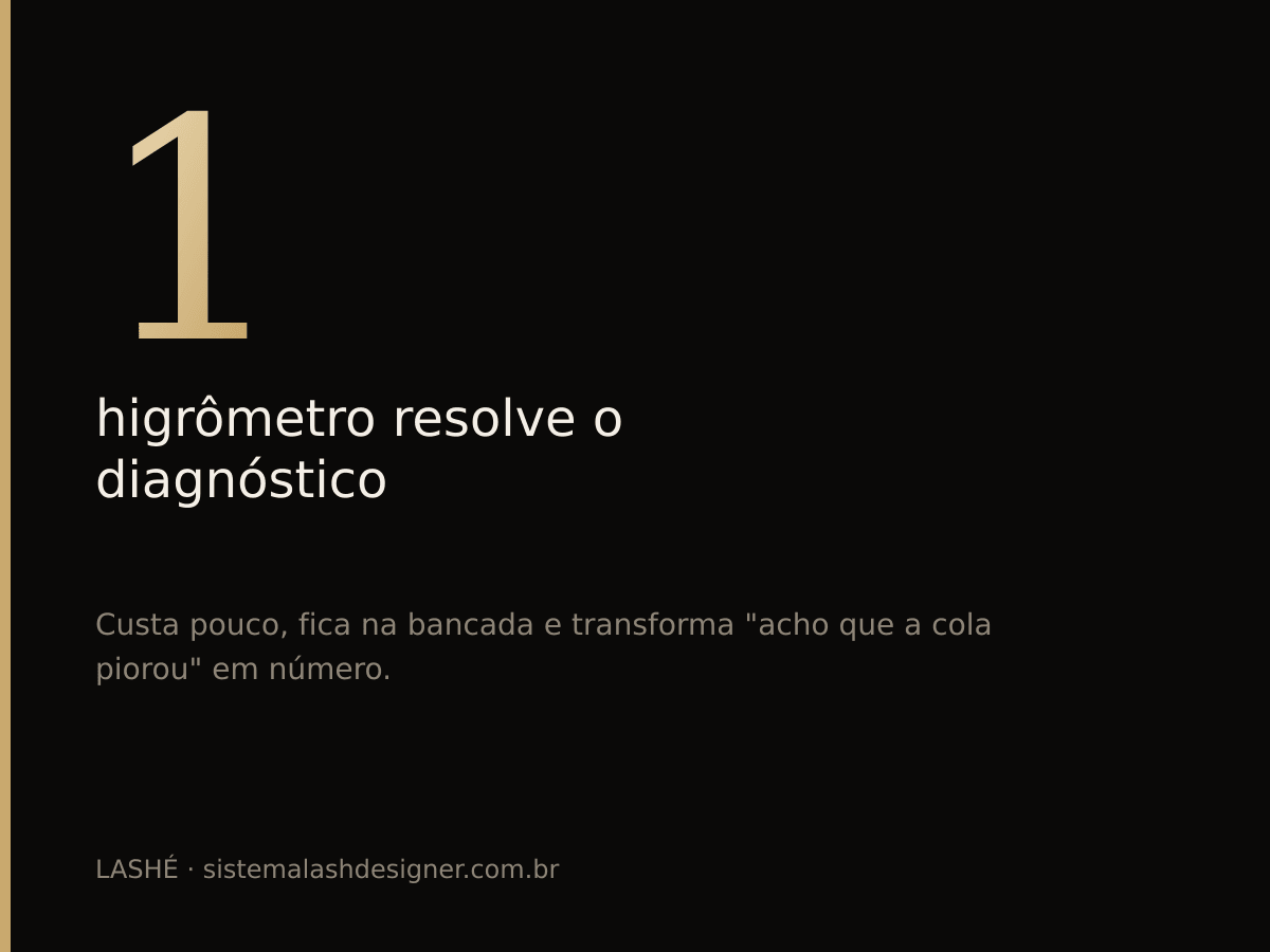 Um higrômetro na bancada transforma achismo sobre a cola em número medido.