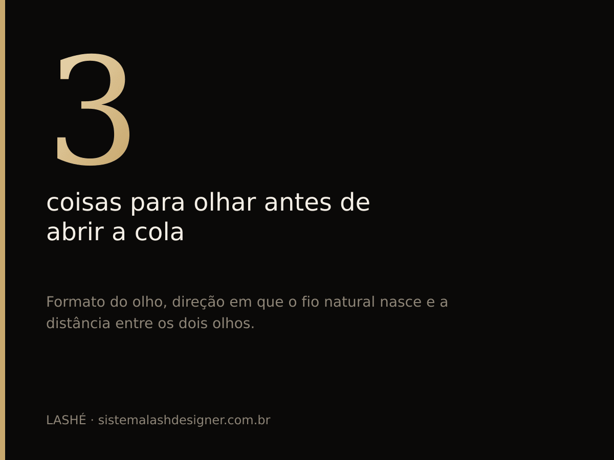 Três coisas para olhar antes do mapping: formato do olho, direção do fio natural e distância entre os olhos.